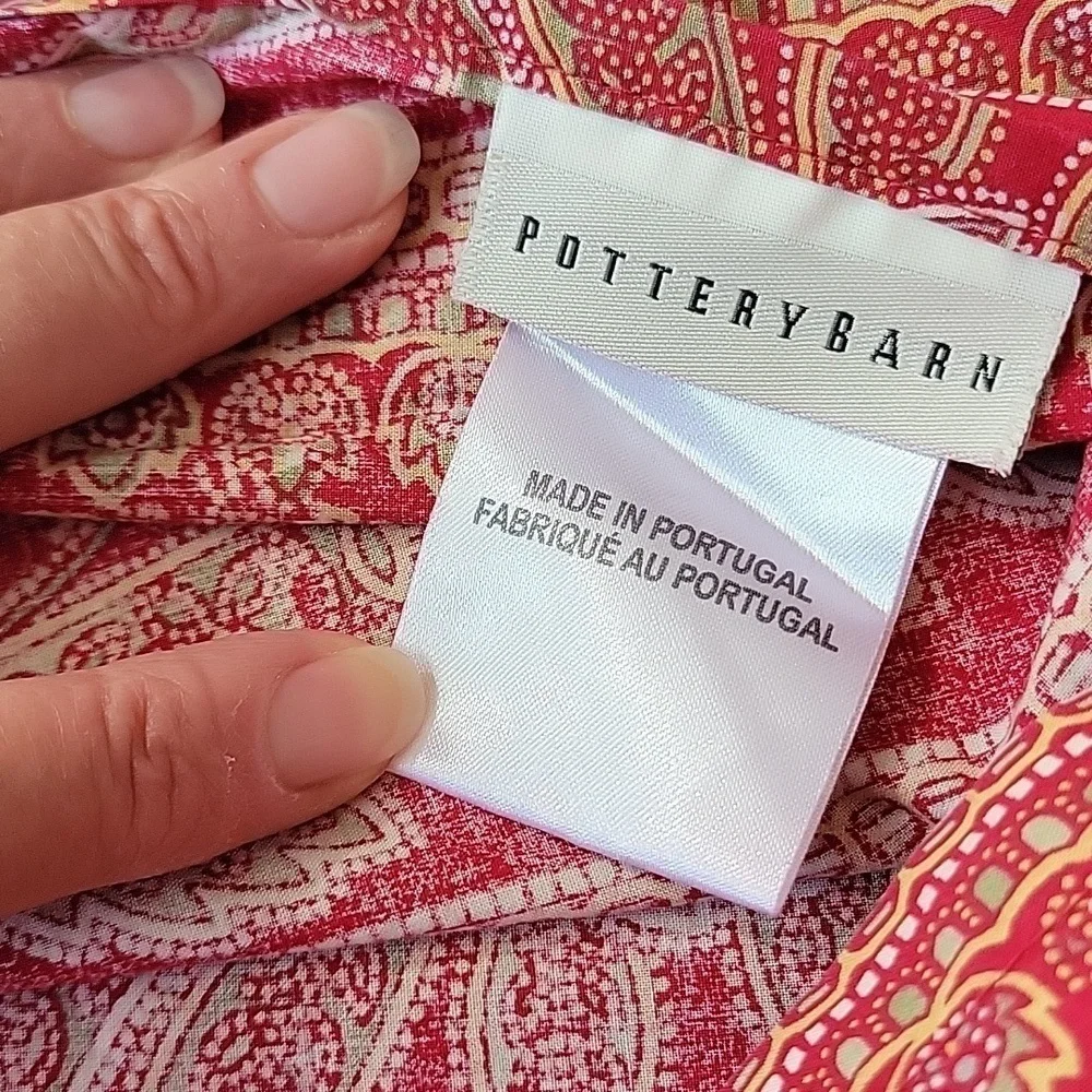 Pottery Barn Organic Cotton Made in Portugal Red Paisley 2 Pillowcases 29